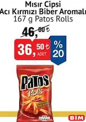 Patos Rolls Mısır Cipsi Acı Kırmızı Biber Aromalı 167 g Patos Rolls Mısır Cipsi Acı Kırmızı Biber Aromalı 167 g