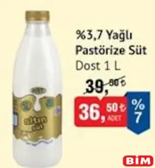 Dost %3,7 Yağlı Pastörize Süt 1 L Dost %3,7 Yağlı Pastörize Süt 1 L