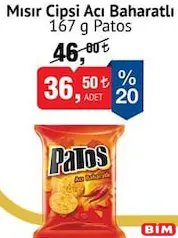 Patos Mısır Cipsi Acı Baharatlı 167 g Patos Mısır Cipsi Acı Baharatlı 167 g