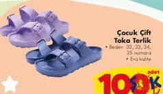 Çocuk Çift Toka Terlik