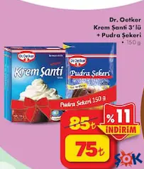 Dr. Oetker Krem Şanti 3'lü + Pudra Şekeri