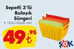 Sepetli 3'lü Bulaşık Süngeri