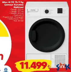 Altus AL 93 YB 9 kg Çamaşır Kurutma Makinesi