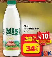 Mis Pastörize Süt 1 L