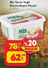 Mis Yarım Yağlı Süzme Beyaz Peynir 500 g