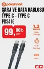 Polosmart PBS416 Şarj ve Data Kablosu Type C Polosmart PBS416 Şarj ve Data Kablosu Type C