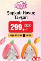 Pufu Şapkalı Havuç Tavşan Oyuncak Pufu Şapkalı Havuç Tavşan Oyuncak