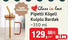 Glass İn Love Pipetli Köşeli Kulplu Bardak 350 ml Glass İn Love Pipetli Köşeli Kulplu Bardak 350 ml