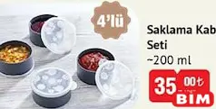Saklama Kabı Seti 200 ml 4'lü Saklama Kabı Seti 200 ml 4'lü