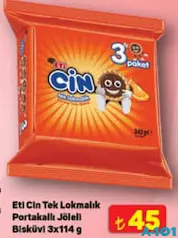 Eti Cin Tek Lokmalık Portakallı Jöleli Bisküvi 3x114 g Eti Cin Tek Lokmalık Portakallı Jöleli Bisküvi 3x114 g