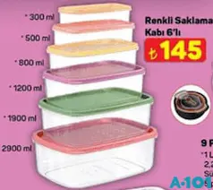 Renkli Saklama Kabı 6'lı Renkli Saklama Kabı 6'lı