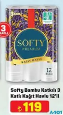 Softy Bambu Katkılı 3 Katlı Kağıt Havlu 12'li Softy Bambu Katkılı 3 Katlı Kağıt Havlu 12'li