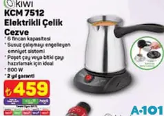 Kiwi KCM 7512 Elektrikli Çelik Cezve Kiwi KCM 7512 Elektrikli Çelik Cezve