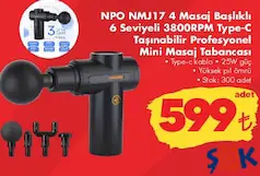 Npo NMJ17 4 Masaj Başlıklı 6 Seviyeli Mini Masaj Tabancası Npo NMJ17 4 Masaj Başlıklı 6 Seviyeli Mini Masaj Tabancası