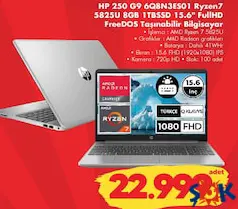 HP 250 G9 6Q8N3ES01 Ryzen 7 5825U 8 GB 1 TB SSD 15.6 inç Full HD FreeDOS Taşınabilir Bilgisayar Notebook Laptop HP 250 G9 6Q8N3ES01 Ryzen 7 5825U 8 GB 1 TB SSD 15.6 inç Full HD FreeDOS Taşınabilir Bilgisayar Notebook Laptop