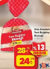 Uno Anadolu Tam Buğday Ekmeği 350 g Uno Anadolu Tam Buğday Ekmeği 350 g