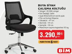 Ofisbazaar Buya Siyah Çalışma Koltuğu