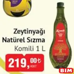 Komili Zeytinyağı Natürel Sızma 1 L Komili Zeytinyağı Natürel Sızma 1 L