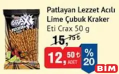Eti Crax Patlayan Lezzet Acılı Lime Çubuk Kraker 50 g Eti Crax Patlayan Lezzet Acılı Lime Çubuk Kraker 50 g