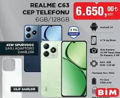 Realme C63 Cep Telefonu 6GB / 128GB Realme C63 Cep Telefonu 6GB / 128GB