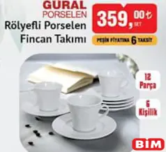 Güral Porselen Rölyefli Porselen Fincan Takımı Güral Porselen Rölyefli Porselen Fincan Takımı
