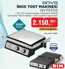 Onvo OVTST03 İnox Tost Makinesi Onvo OVTST03 İnox Tost Makinesi