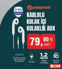 PoloSmart Kablolu Kulak İçi Kulaklık AUX PoloSmart Kablolu Kulak İçi Kulaklık AUX