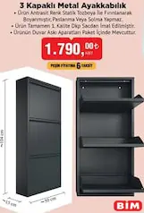 Dienni 3 Kapaklı Metal Ayakkabılık Dienni 3 Kapaklı Metal Ayakkabılık