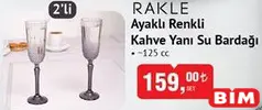 Rakle Ayaklı Renkli Kahve Yanı Su Bardağı 125 cc 2'li Rakle Ayaklı Renkli Kahve Yanı Su Bardağı 125 cc 2'li
