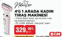 Naturalove 4'ü 1 Arada Kadın Tıraş Makinesi Naturalove 4'ü 1 Arada Kadın Tıraş Makinesi