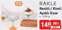 Rakle Renkli / Rimli Ayaklı Kase 270 cc 2'li Rakle Renkli / Rimli Ayaklı Kase 270 cc 2'li