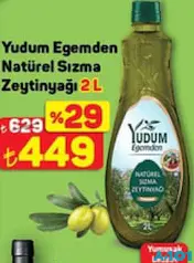 Yudum Egemden Natürel Sızma Zeytinyağı 2 L Yudum Egemden Natürel Sızma Zeytinyağı 2 L