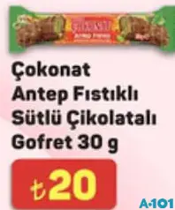 Ülker Çokonat Antep Fıstıklı Sütlü Çikolatalı Gofret 30 g Ülker Çokonat Antep Fıstıklı Sütlü Çikolatalı Gofret 30 g