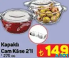Paşabahçe Kapaklı Cam Kase 2'li 275 cc Paşabahçe Kapaklı Cam Kase 2'li 275 cc