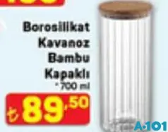 Borosilikat Kavanoz Bambu Kapaklı 700 ml Borosilikat Kavanoz Bambu Kapaklı 700 ml