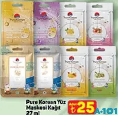Pure Korean Yüz Maskesi Kağıt 27 ml Pure Korean Yüz Maskesi Kağıt 27 ml