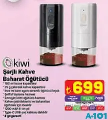 Kiwi Şarjlı Kahve Baharat Öğütücü Kiwi Şarjlı Kahve Baharat Öğütücü