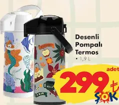 Desenli Pompalı Termos 1,9 L Desenli Pompalı Termos 1,9 L