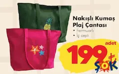 Nakışlı Kumaş Plaj Çantası Nakışlı Kumaş Plaj Çantası