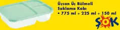 Üçsan Üç Bölmeli Saklama Kabı 775 ml+225 ml+150 ml Üçsan Üç Bölmeli Saklama Kabı 775 ml+225 ml+150 ml