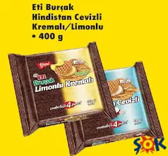 Eti Burçak Hindistan Cevizli Kremalı/Limonlu Bisküvi 400 g Eti Burçak Hindistan Cevizli Kremalı/Limonlu Bisküvi 400 g
