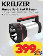 Kreuzer Hando Şarjlı Led El Feneri Kreuzer Hando Şarjlı Led El Feneri