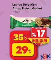 Ülker Laviva Selection Antep Fıstıklı Gofret 45 g Ülker Laviva Selection Antep Fıstıklı Gofret 45 g
