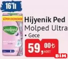 Molped Ultra Hijyenik Ped Gece 16'lı Molped Ultra Hijyenik Ped Gece 16'lı