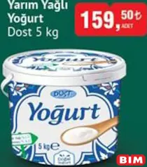 Dost Yarım Yağlı Yoğurt 5 kg Dost Yarım Yağlı Yoğurt 5 kg