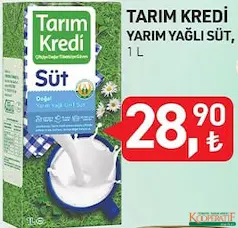 Tarım Kredi Yarım Yağlı Süt 1 L Tarım Kredi Yarım Yağlı Süt 1 L