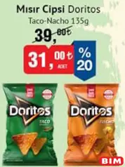 Doritos Taco-Nacho Mısır Cipsi 135 g Doritos Taco-Nacho Mısır Cipsi 135 g