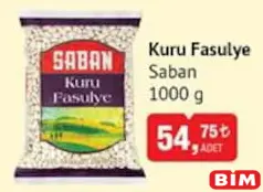 Saban Kuru Fasulye 1000 g Saban Kuru Fasulye 1000 g