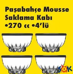 Paşabahçe Mousse Saklama Kabı 270 cc 4'lü Paşabahçe Mousse Saklama Kabı 270 cc 4'lü