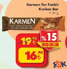 Karmen Yer Fıstıklı Krokan Bar 30 g Karmen Yer Fıstıklı Krokan Bar 30 g
